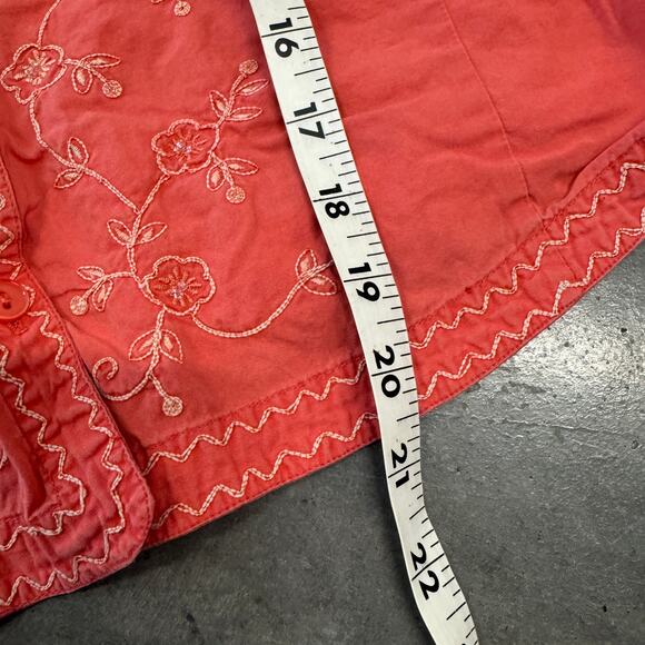 Vintage Y2K Salmon Embroidered Floral Fairy Button Up Tank Top Women's XL - Picture 5 of 5